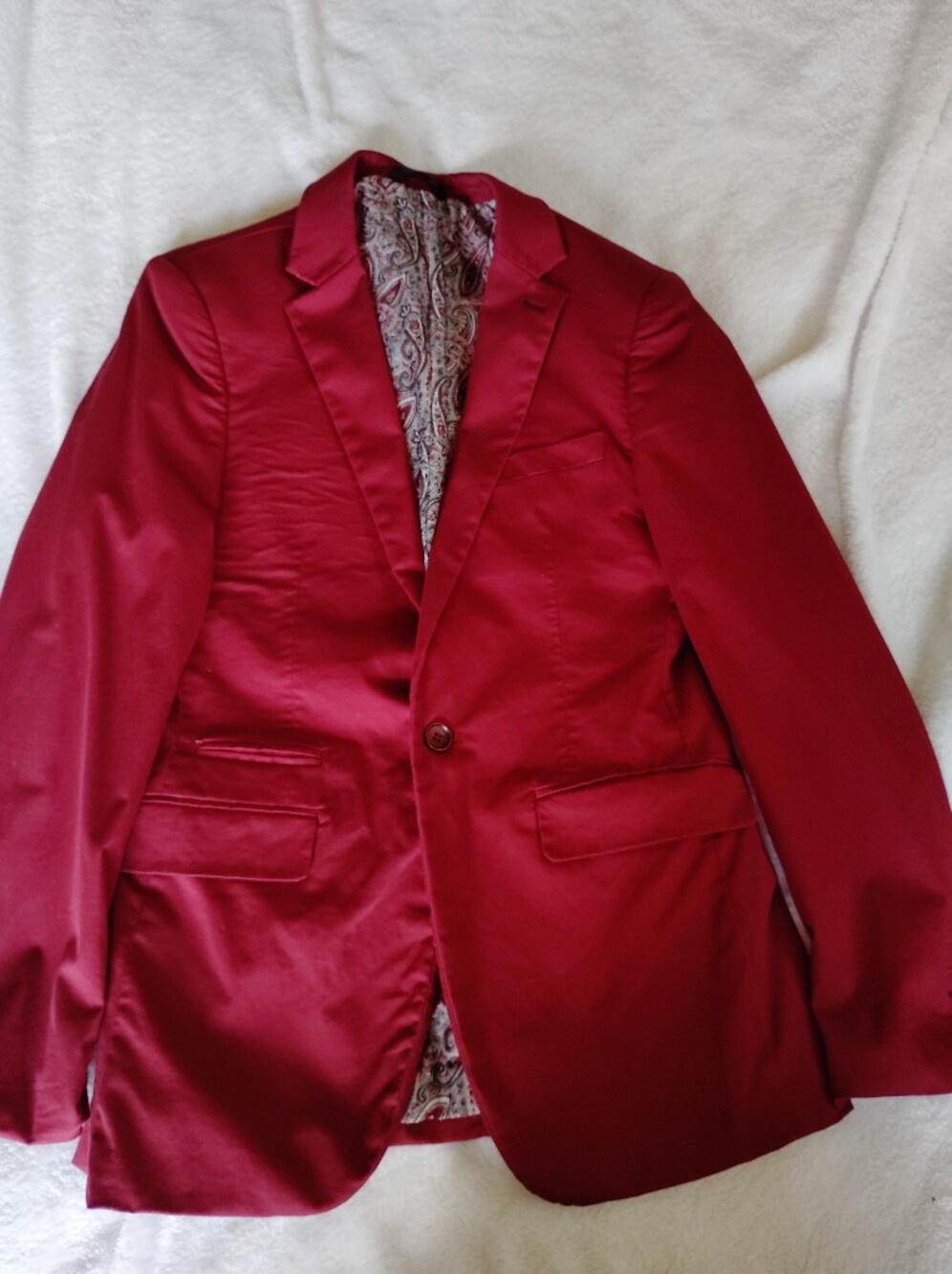 Barabas Men's Burgundy Elegant Blazer Jacket, Paisley Printed Inside Custom Lin